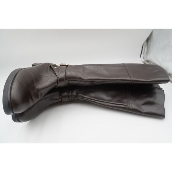 Bandolino Riding Boots Women 8 M Brown Leather Tall Buckle Block Heel Equestrian - Picture 4 of 8